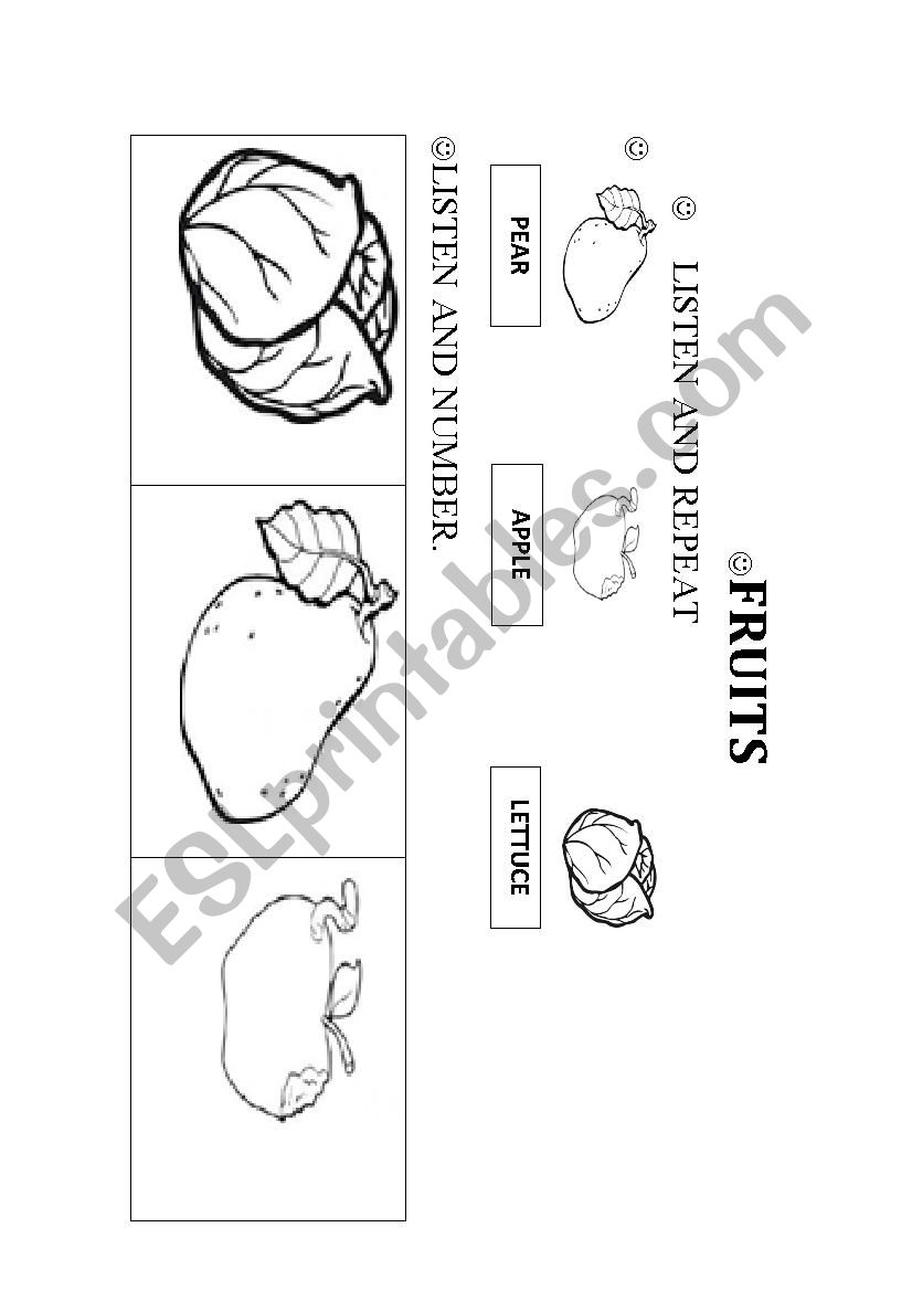 Fruits and vegetables worksheet