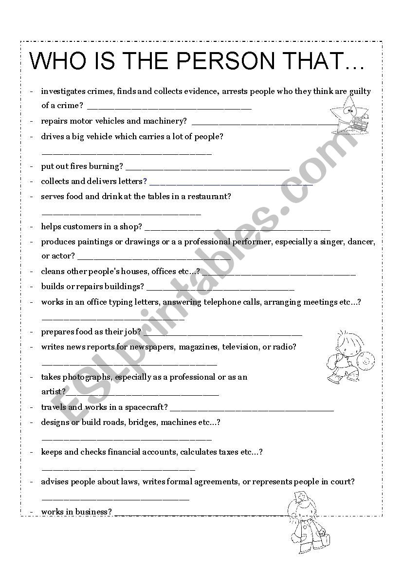 WHO IS THE PERSON THAT...? worksheet