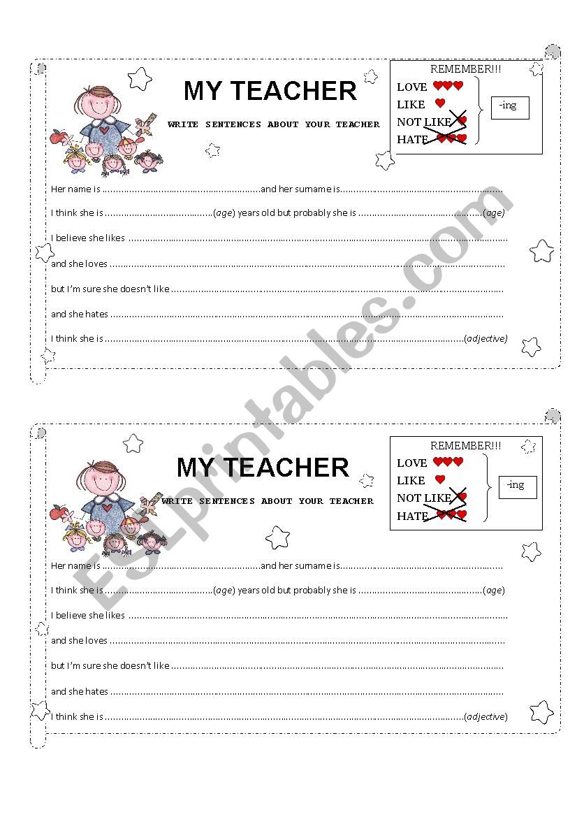 MY TEACHER worksheet