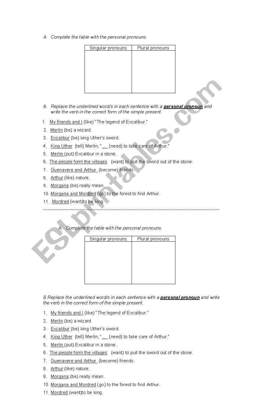 Personal Pronoun Practice worksheet