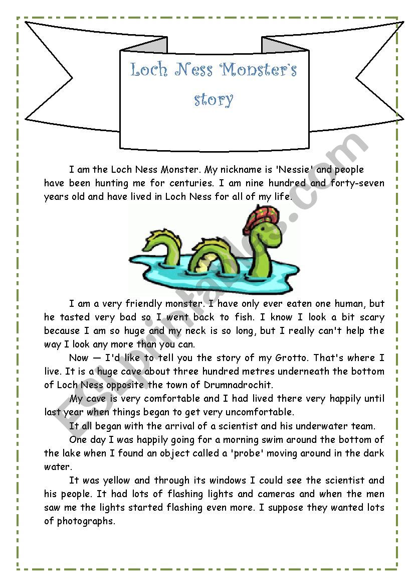 Loch Ness Monster Facts Worksheets For Kids Downloadable