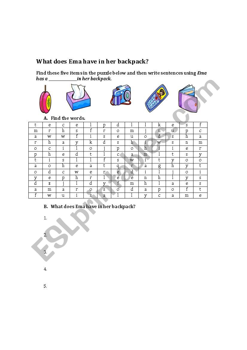 school things worksheet