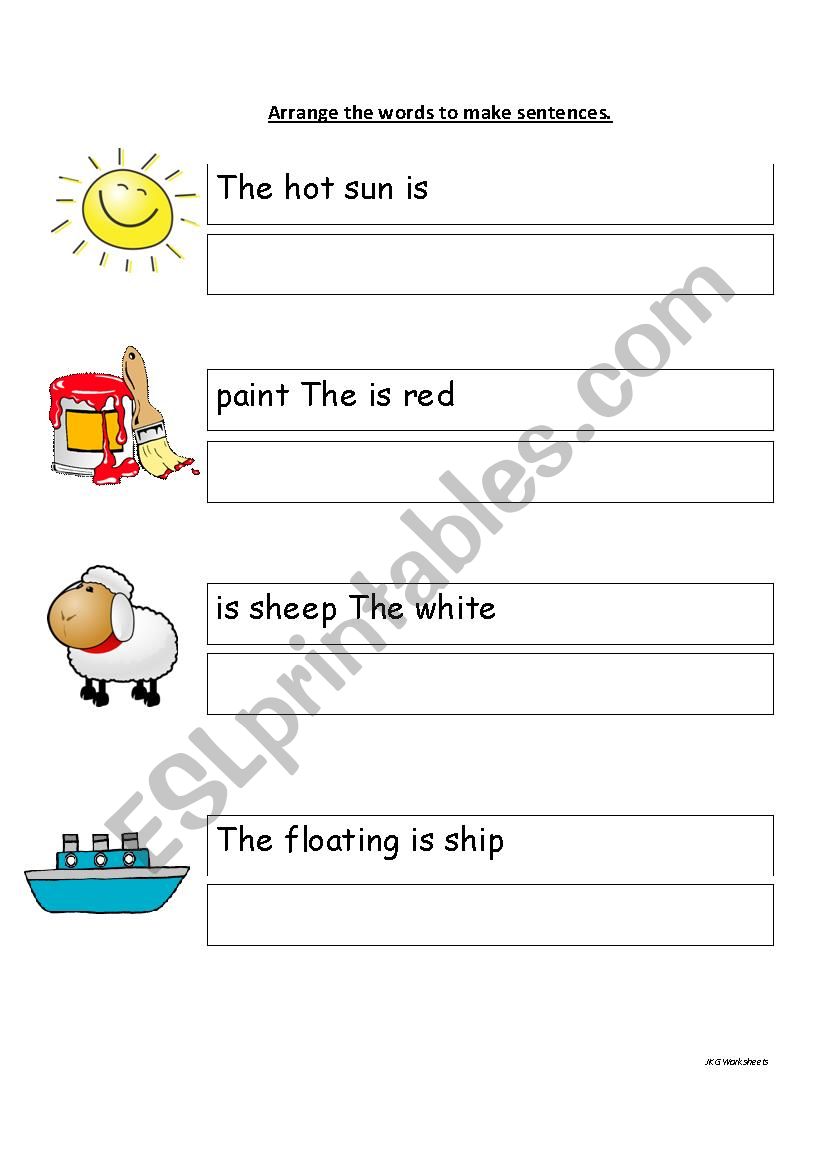 Arranging Words To Form A Sentence Worksheet