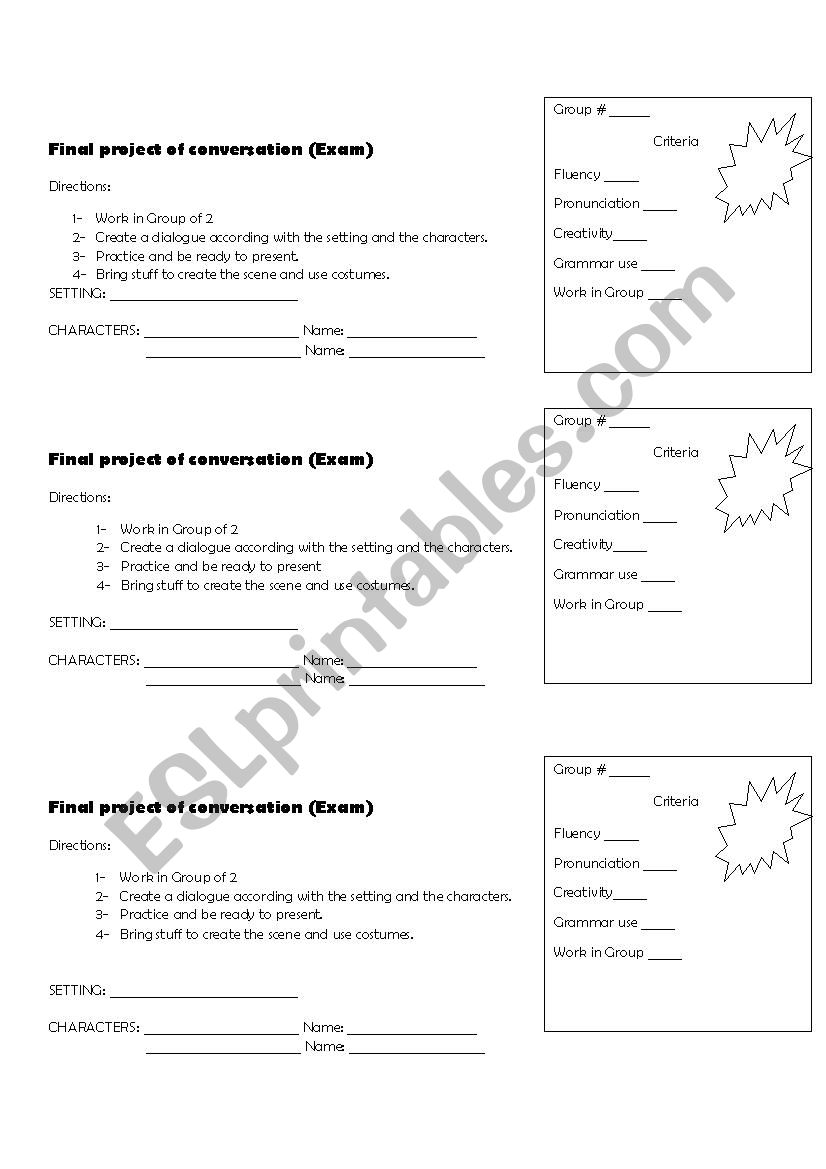 final project worksheet