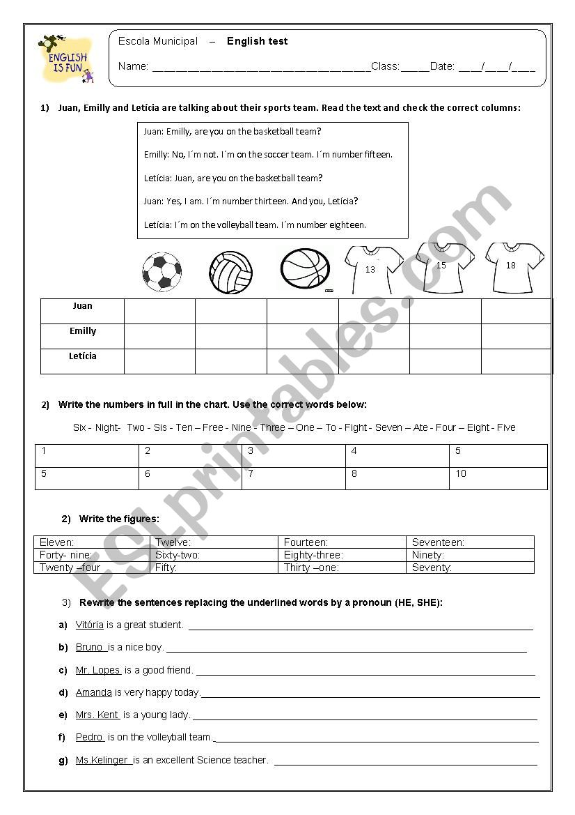 Verb to be and numbers  worksheet