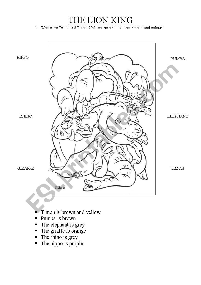 The lion king  worksheet