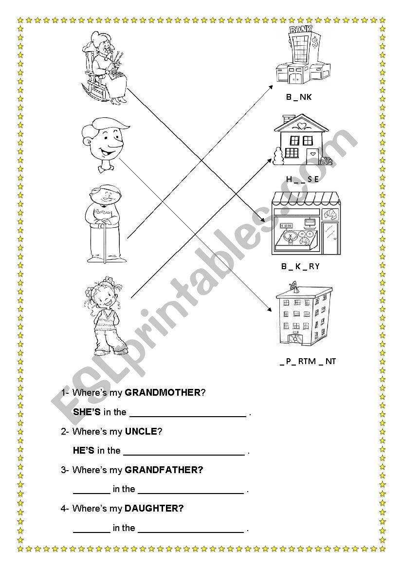 Family and places worksheet