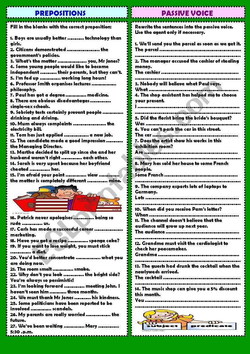 Review 2: prepositions & passive voice (+ key)