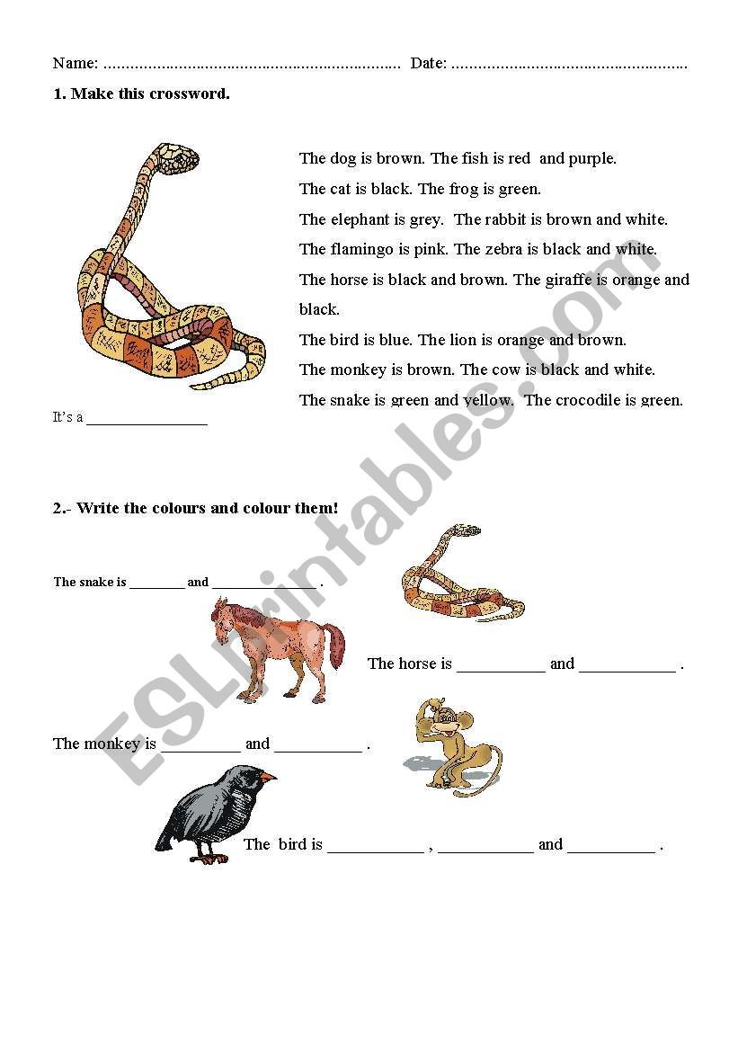 ANIMALS worksheet