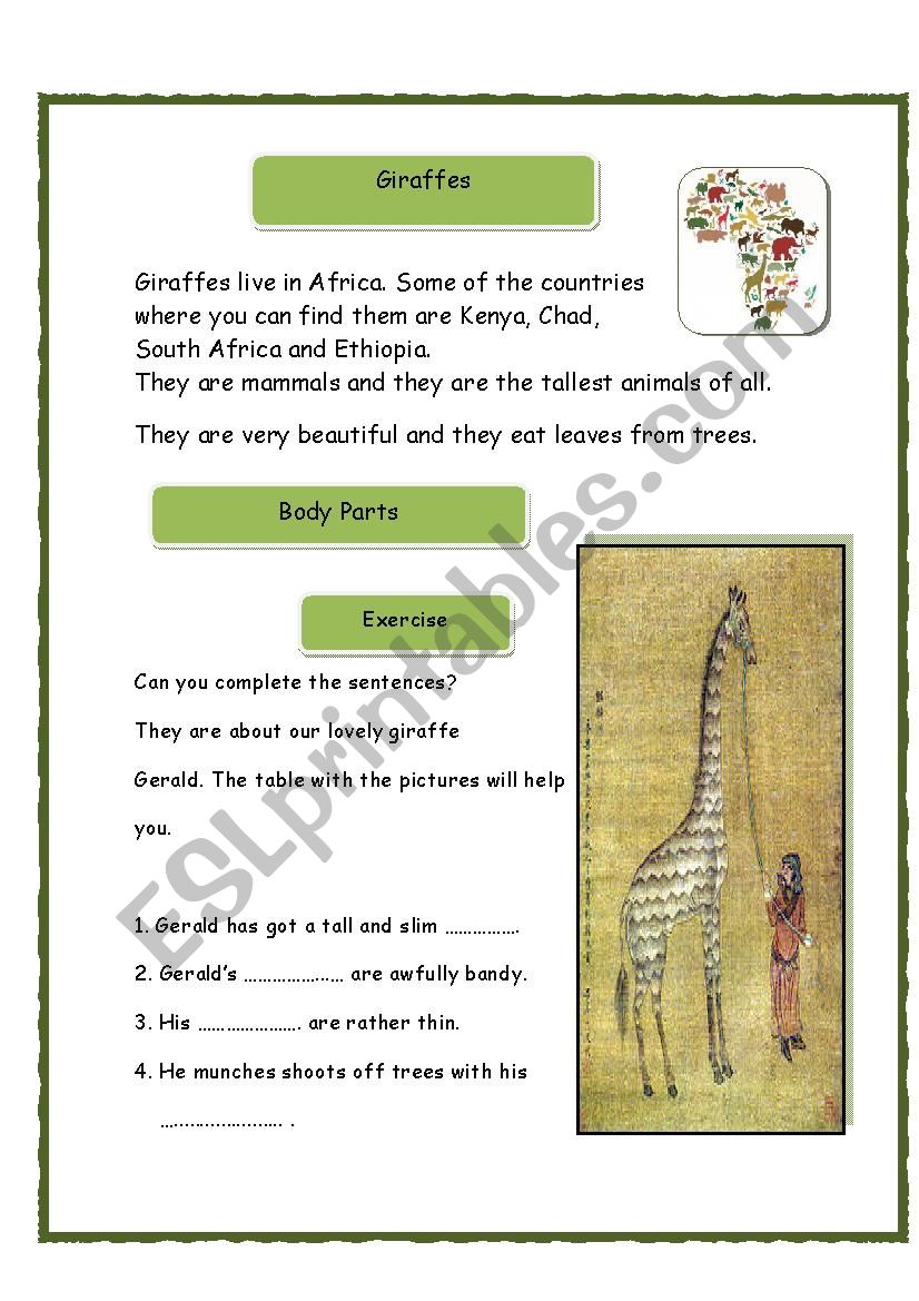 GIRAFFES CANT DANCE.3 worksheet