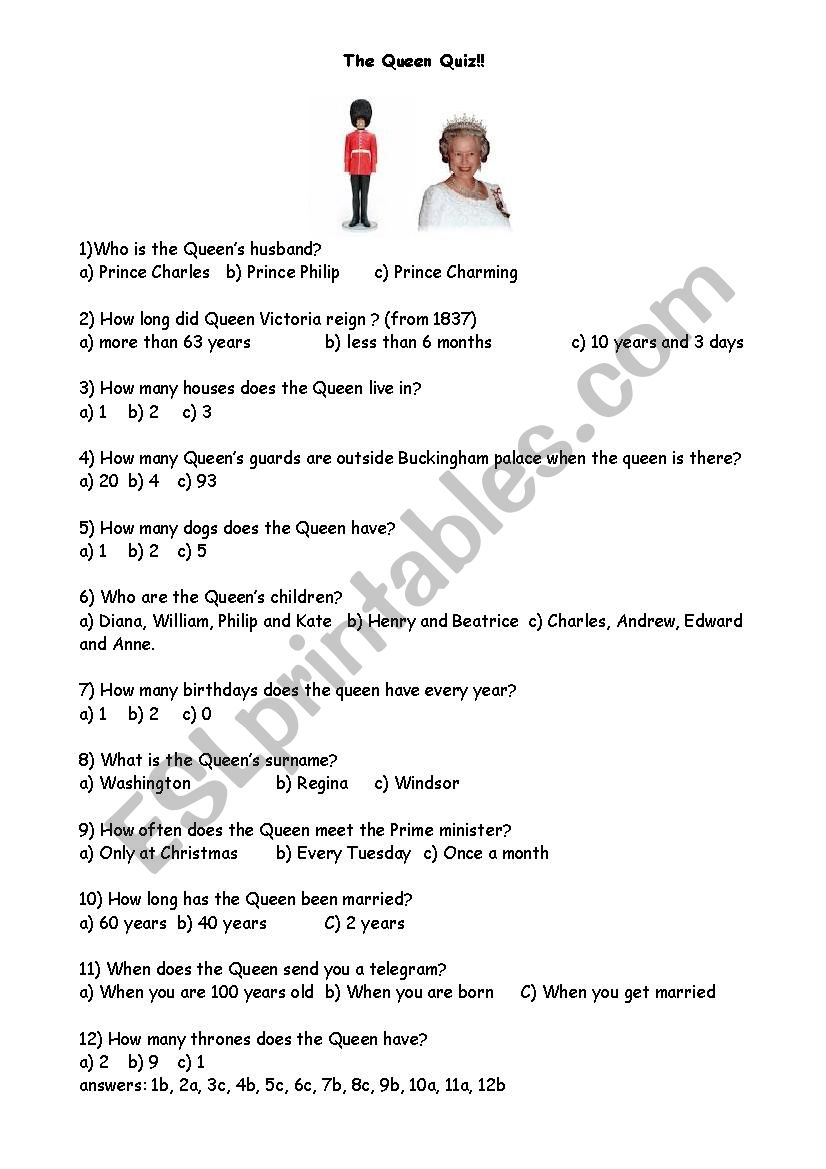 Queen Quiz worksheet