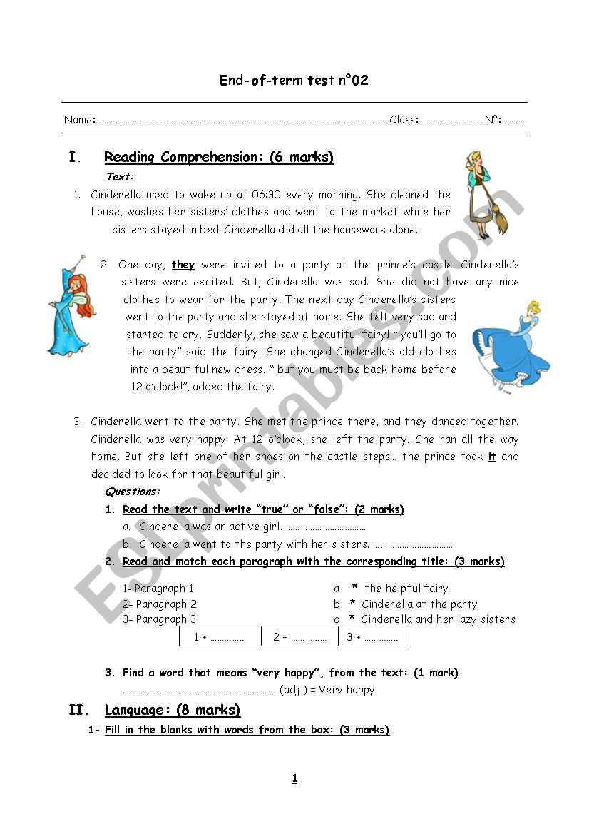 end- of-term test 2 8th form worksheet