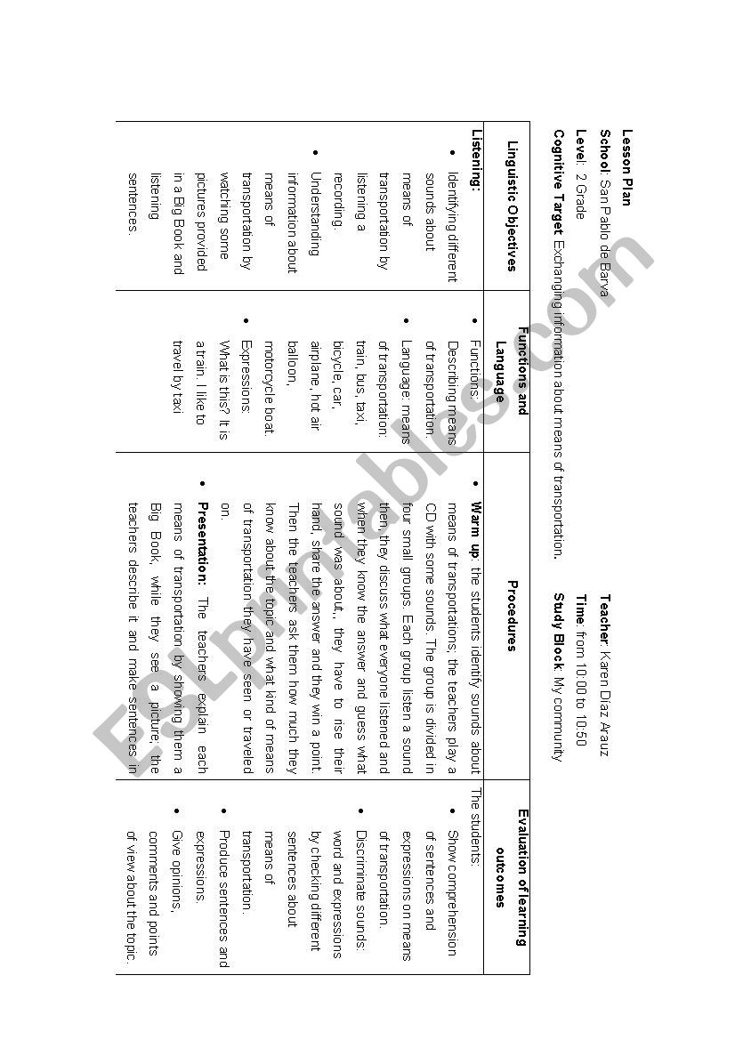  Lesson Plan  worksheet