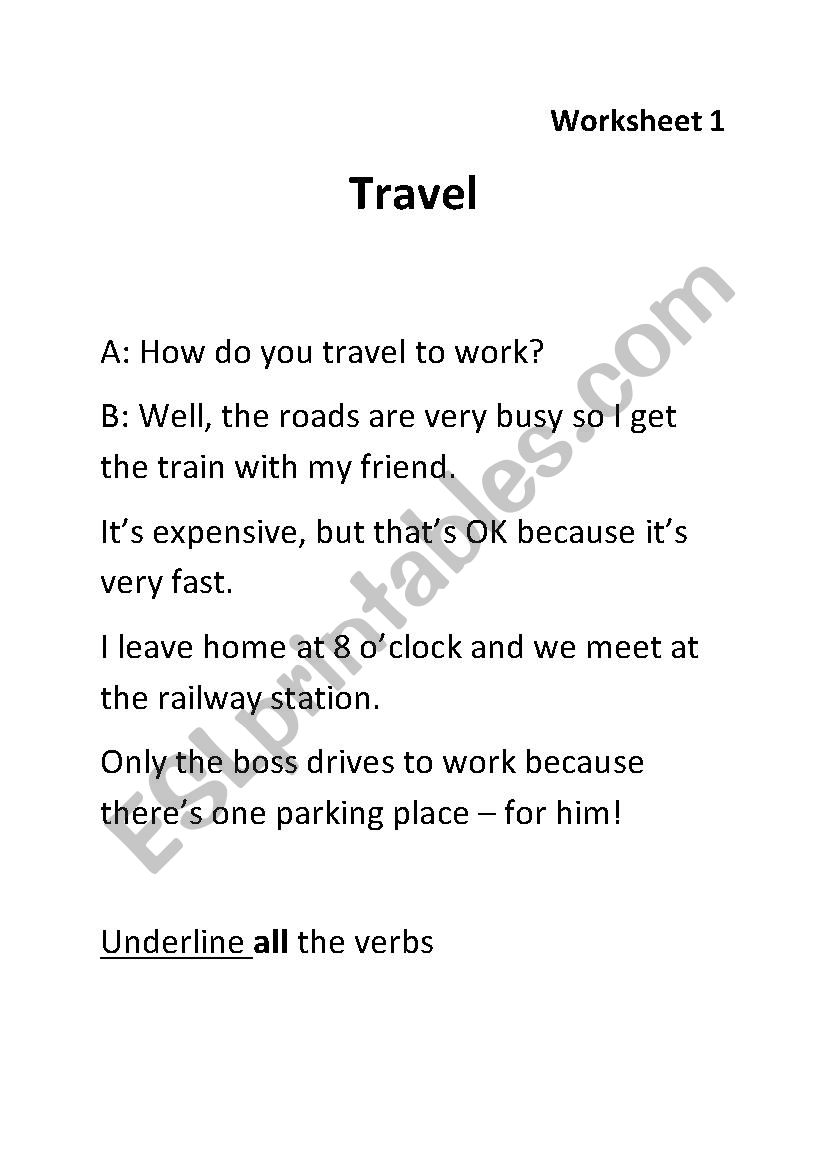 HOW DO YOU TRAVEL worksheet