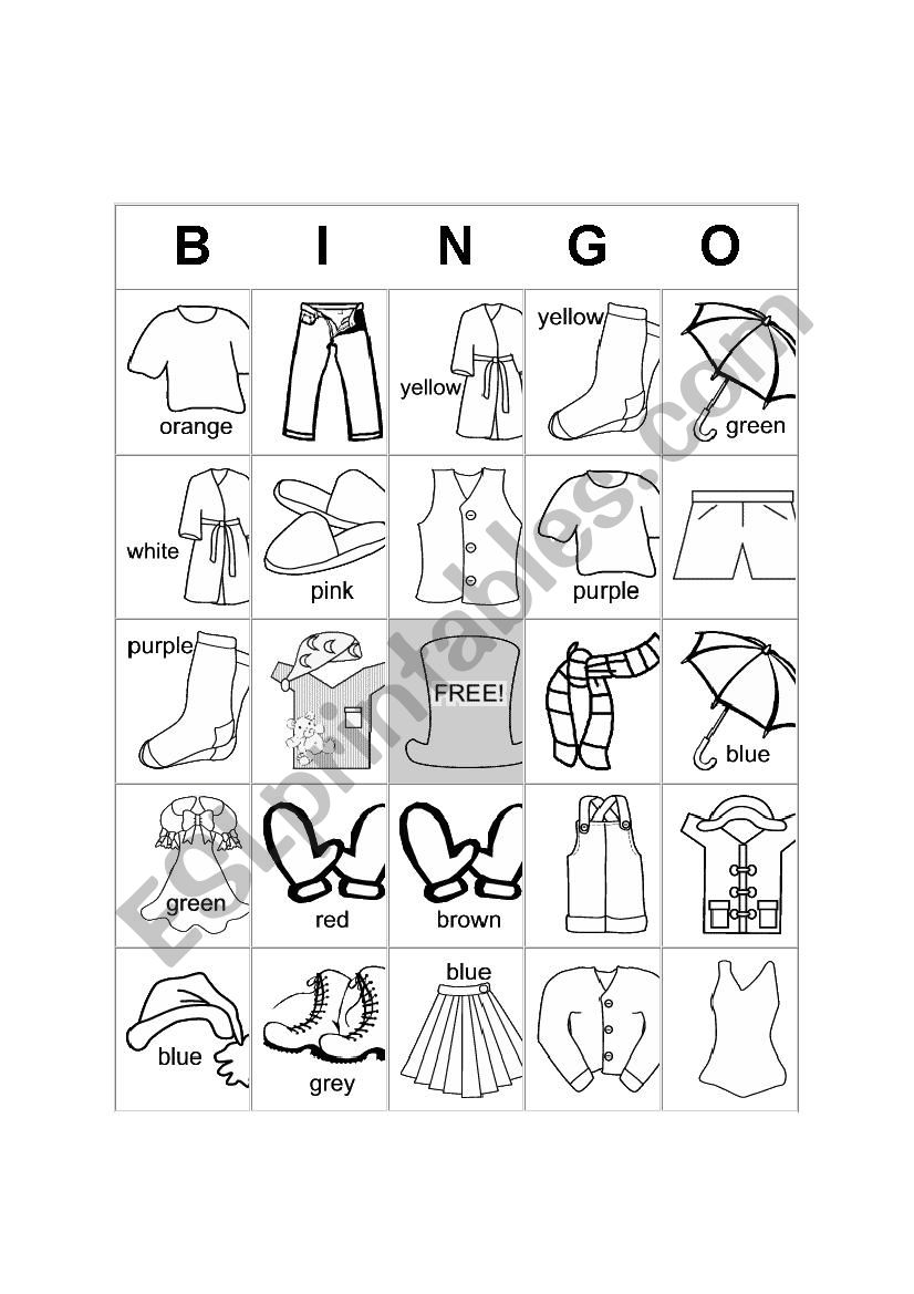 Bingo Colors worksheet