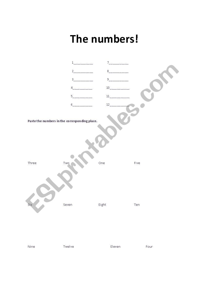 Numbers worksheet