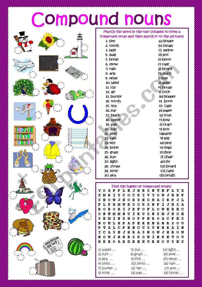 Compound nouns worksheet