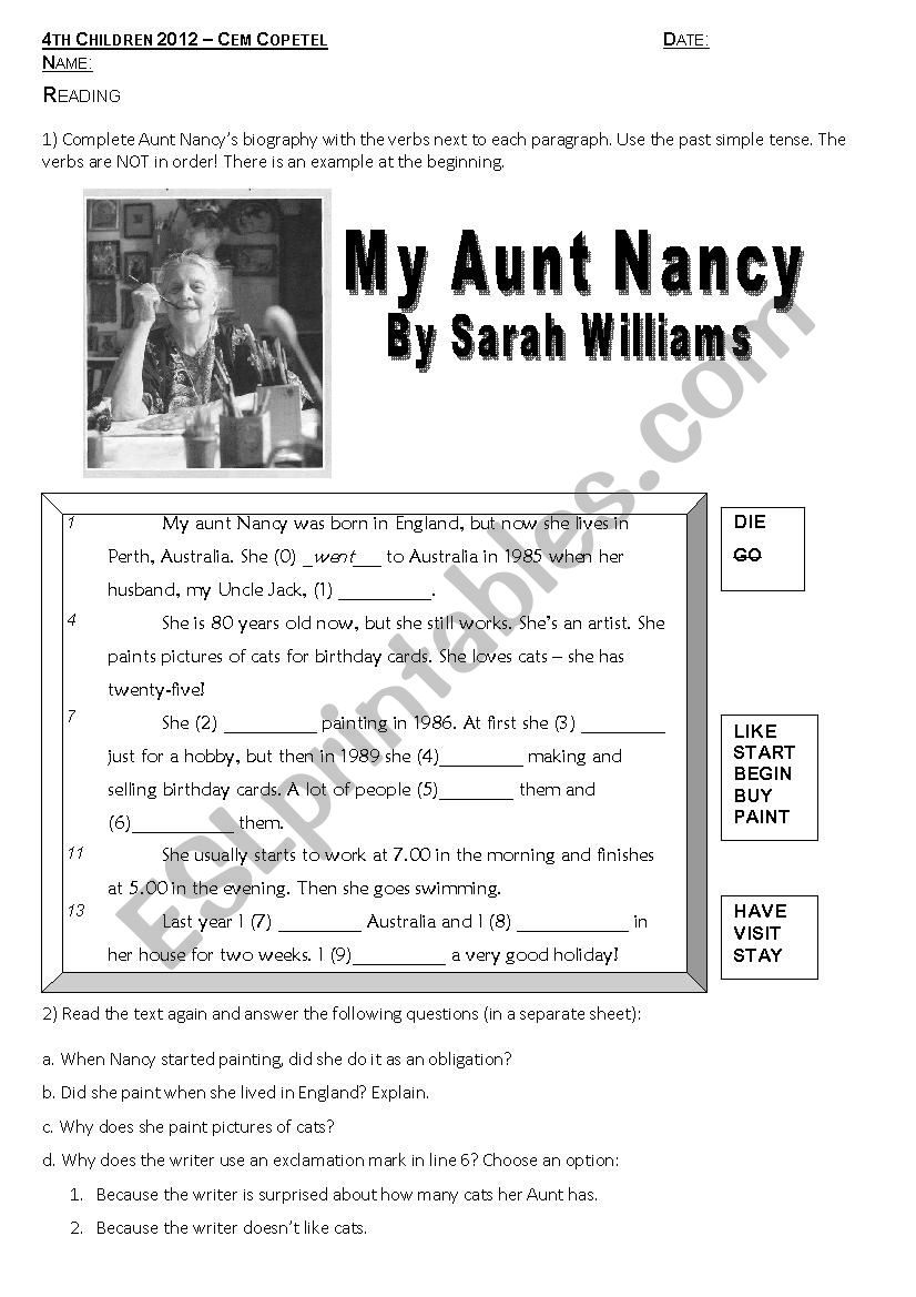 Biography writing practice worksheet