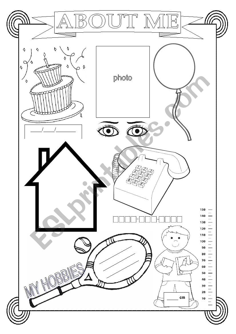 ABOUT ME PAGE worksheet