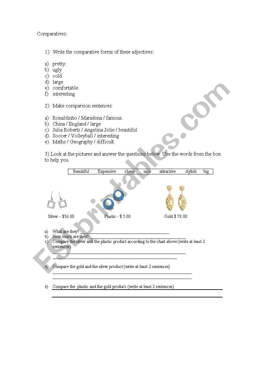Comparatives worksheet