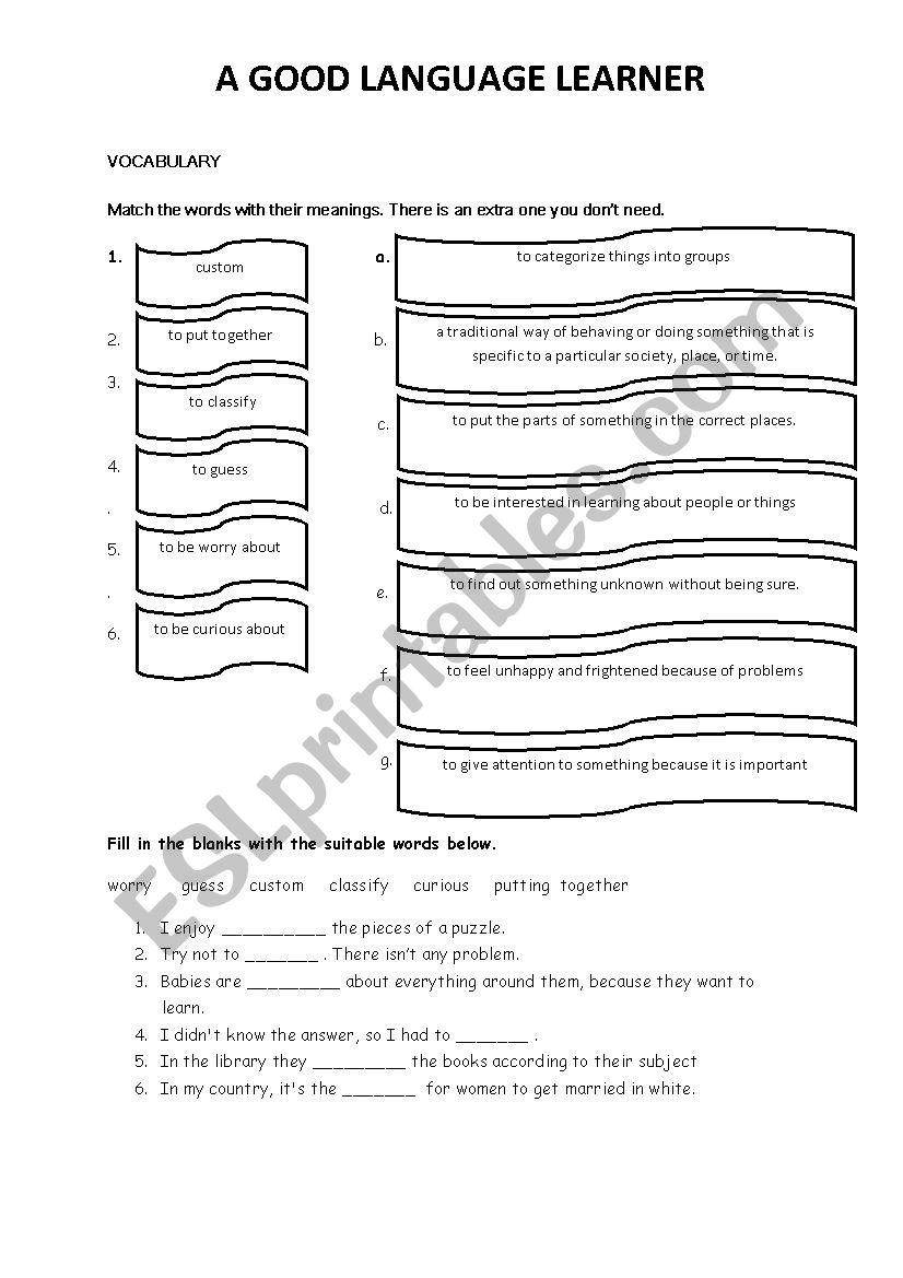 a good language learner worksheet