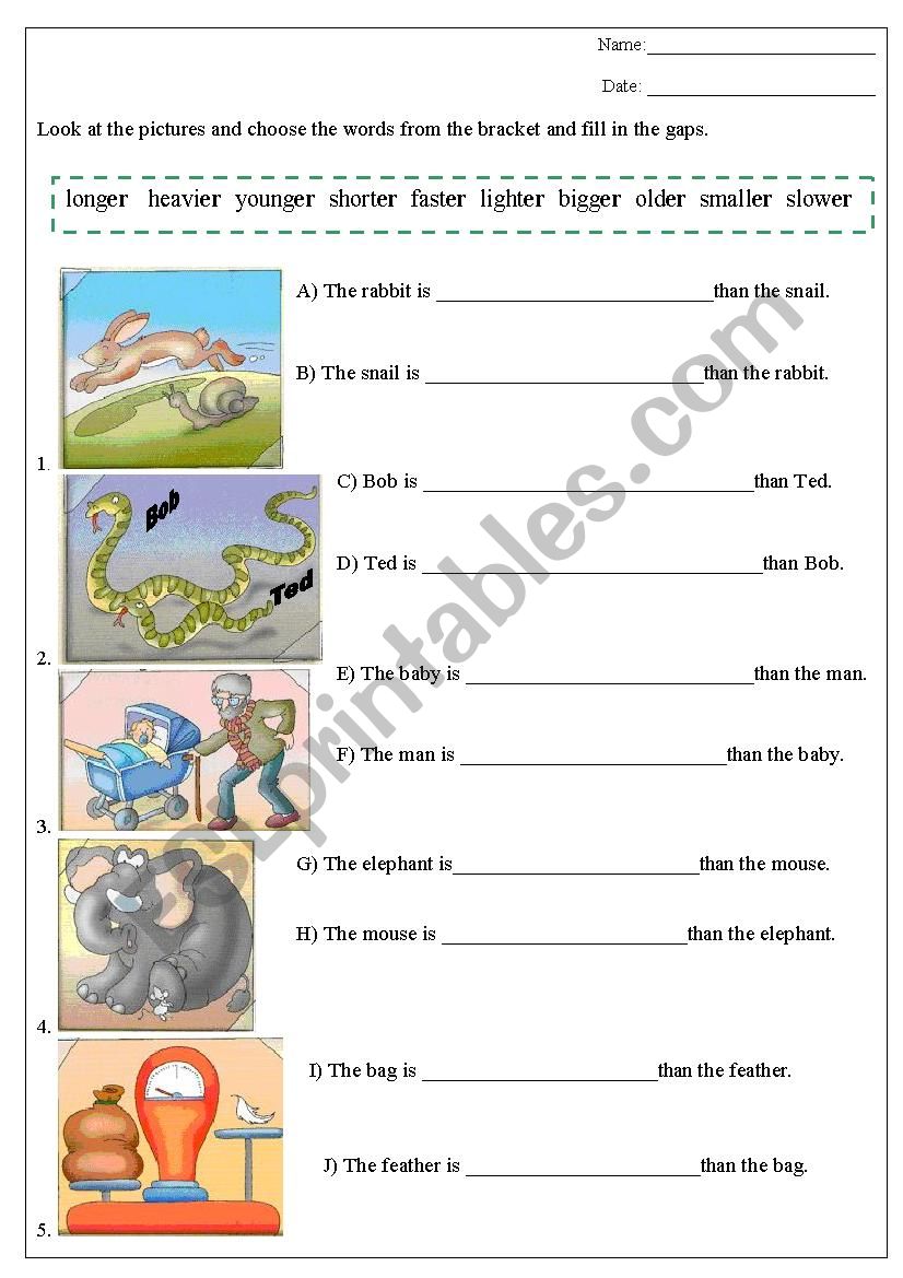 Comparative Adjectives worksheet