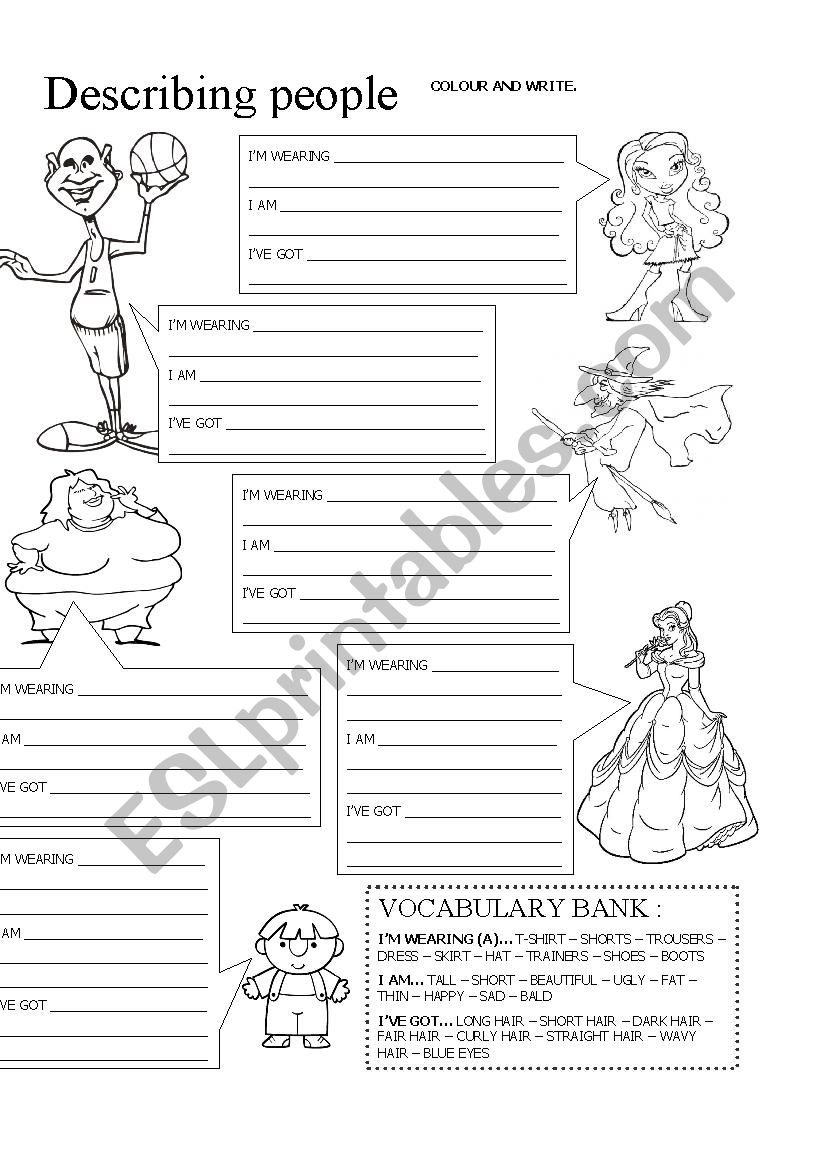 Describing people worksheet