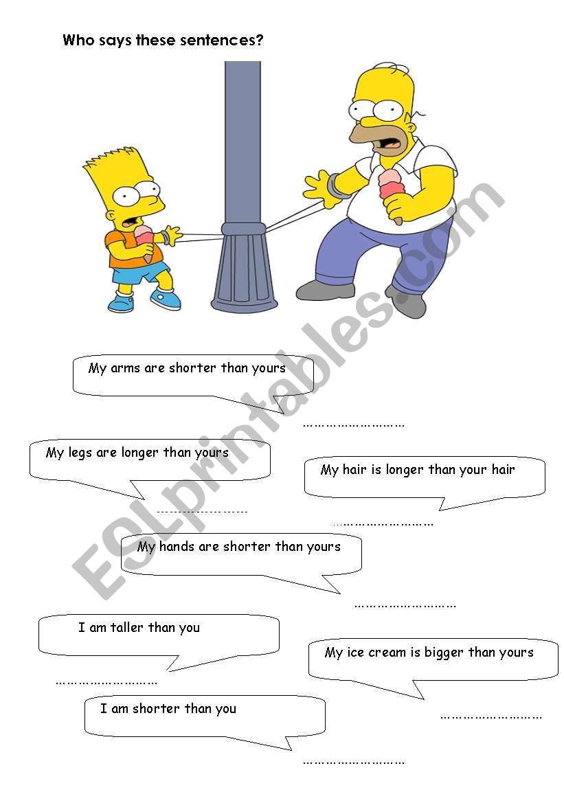 bart and homer simpson worksheet