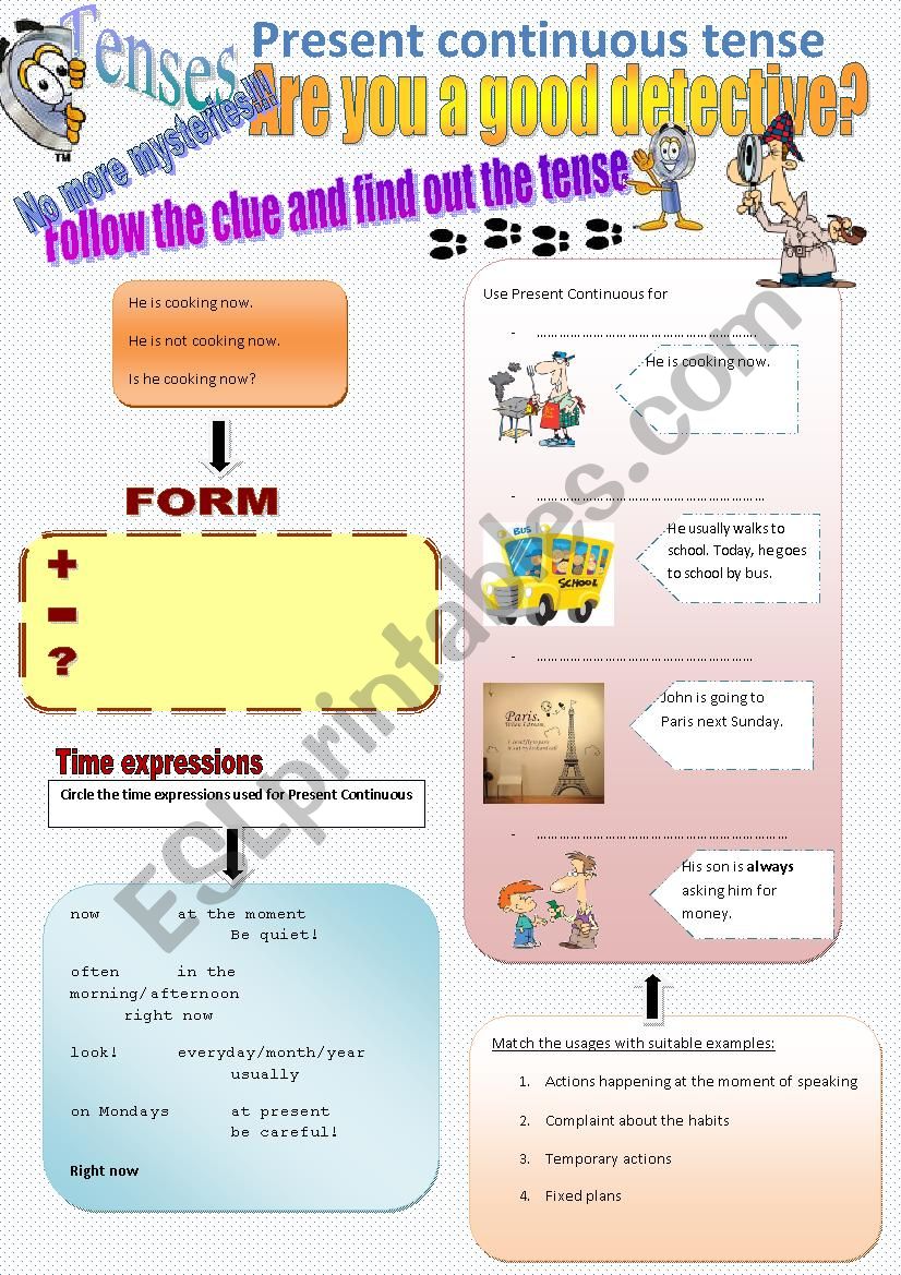 Present continuous theory worksheet