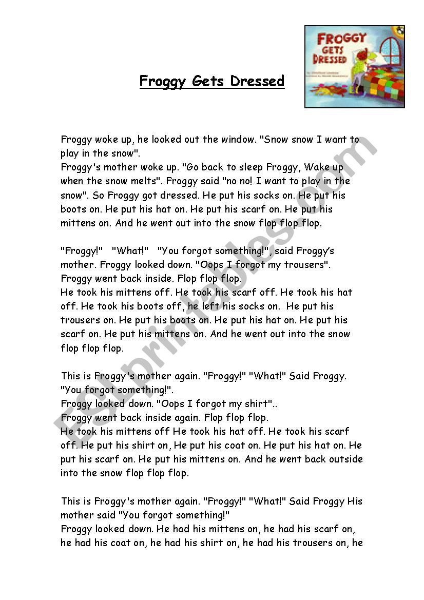 Froggy gets dressed worksheet