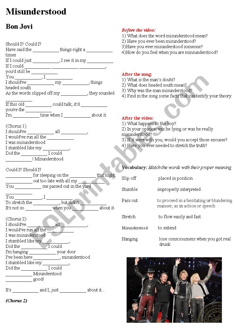 Song activity Misunderstood Bon Jovi