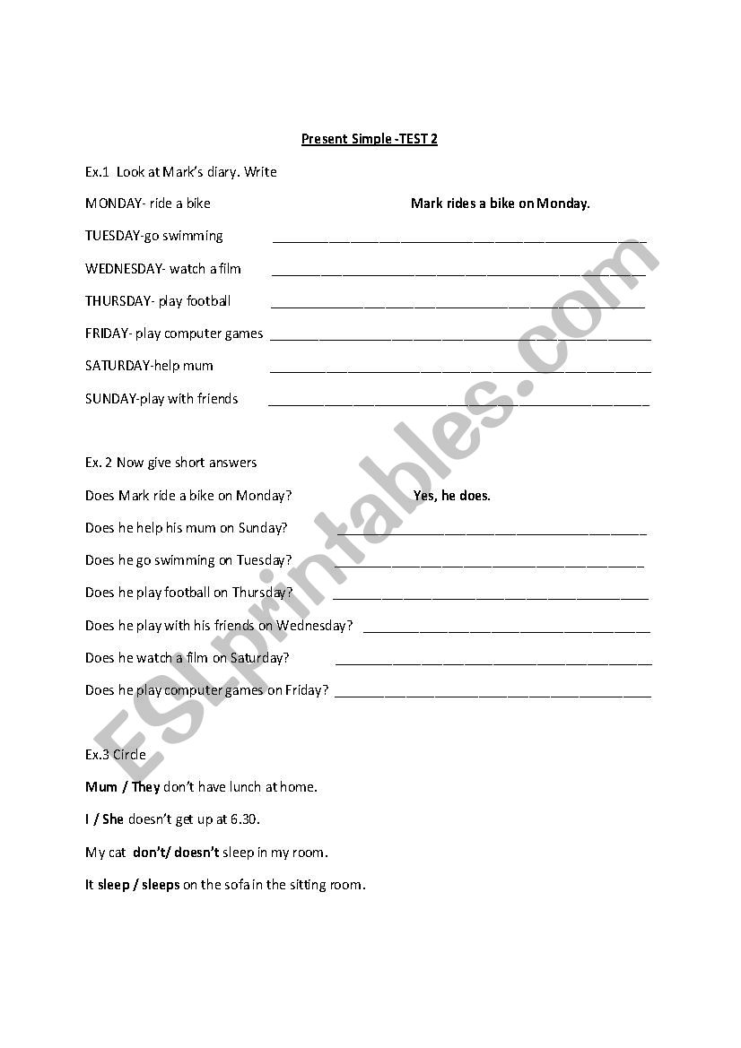 PRESENT SIMPLE worksheet