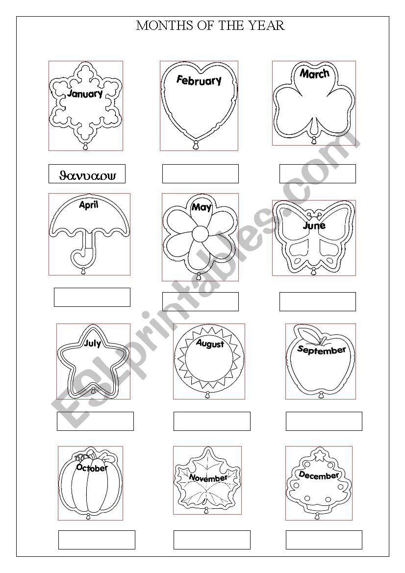 months of the year worksheet