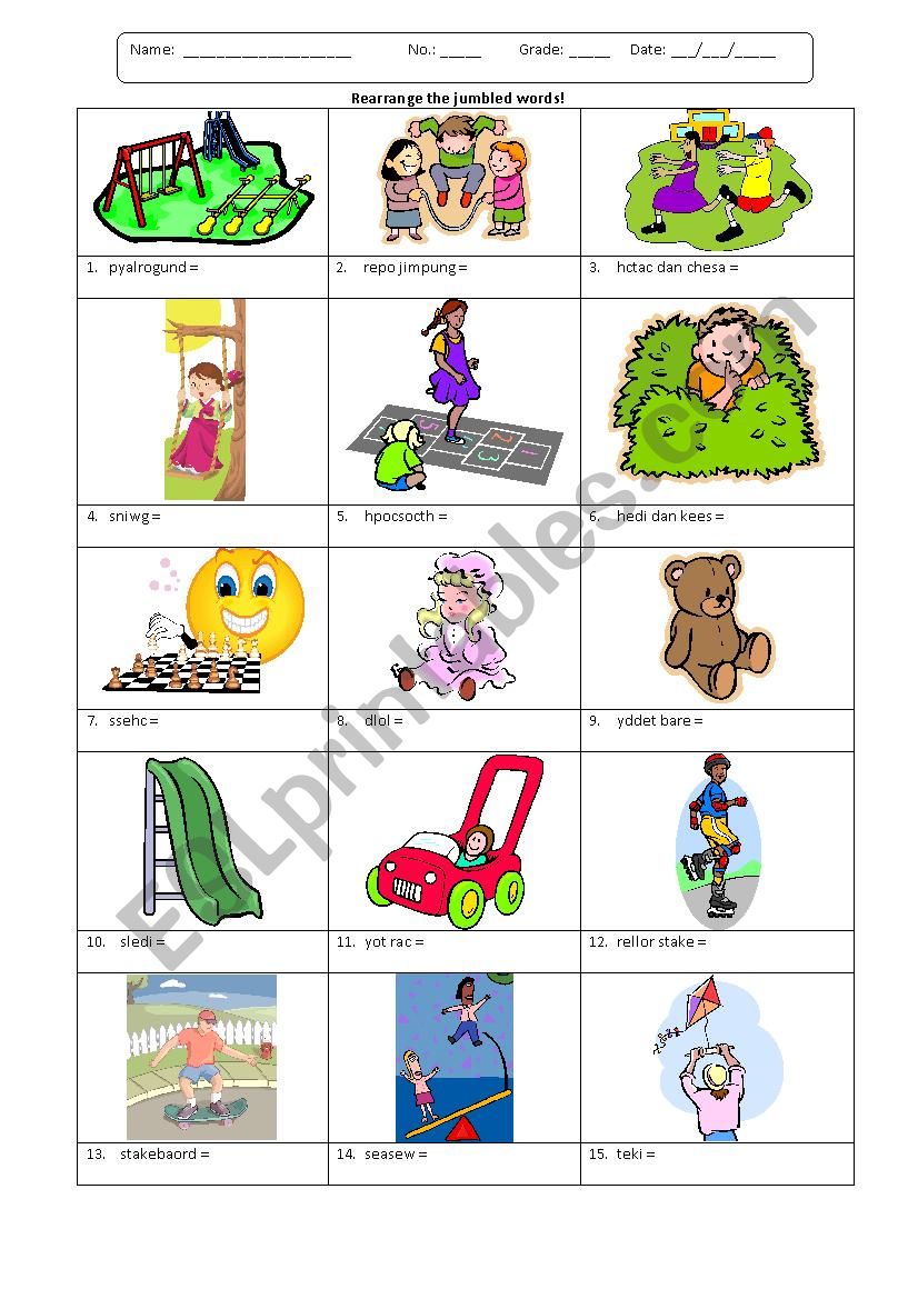 Games and Toys worksheet