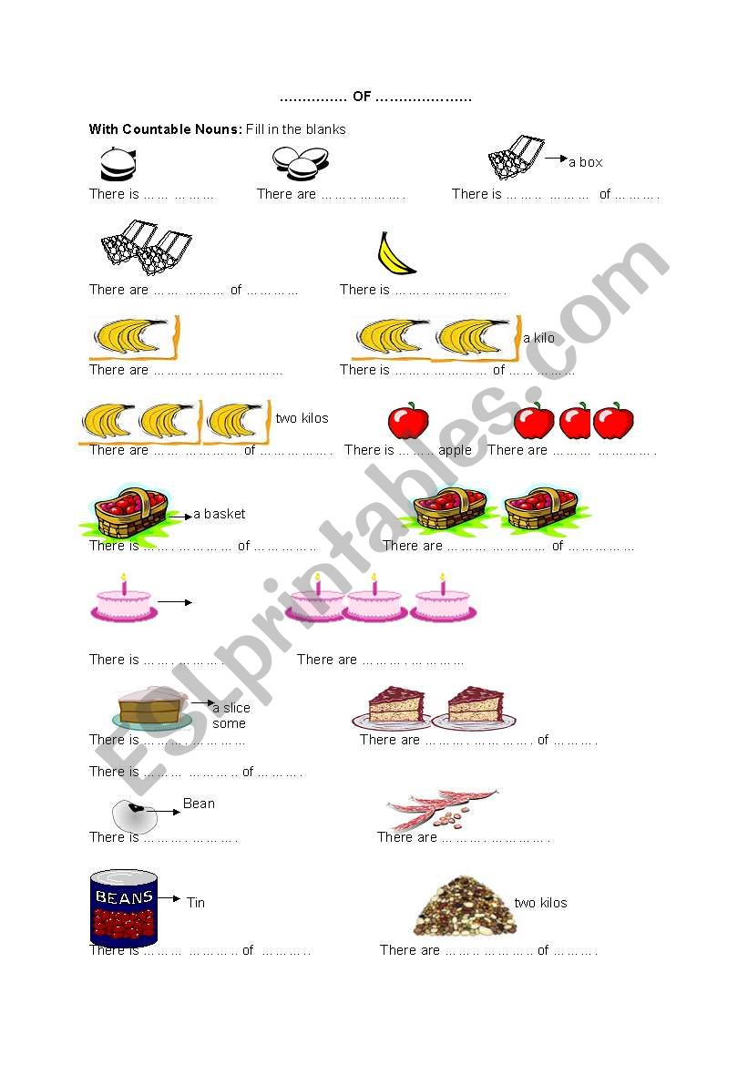 Quantity with countable nouns worksheet