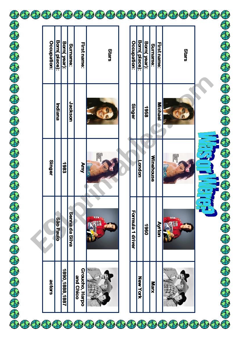 Was or Were? speaking worksheet