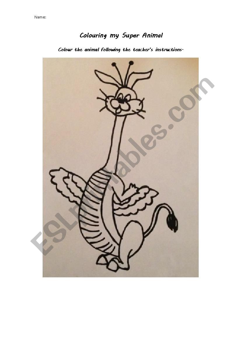 Colour my Super Animal worksheet