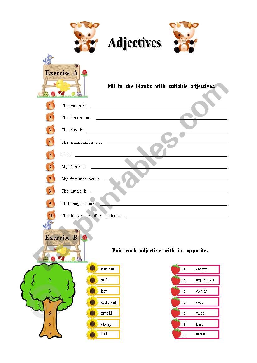 Adjective worksheet