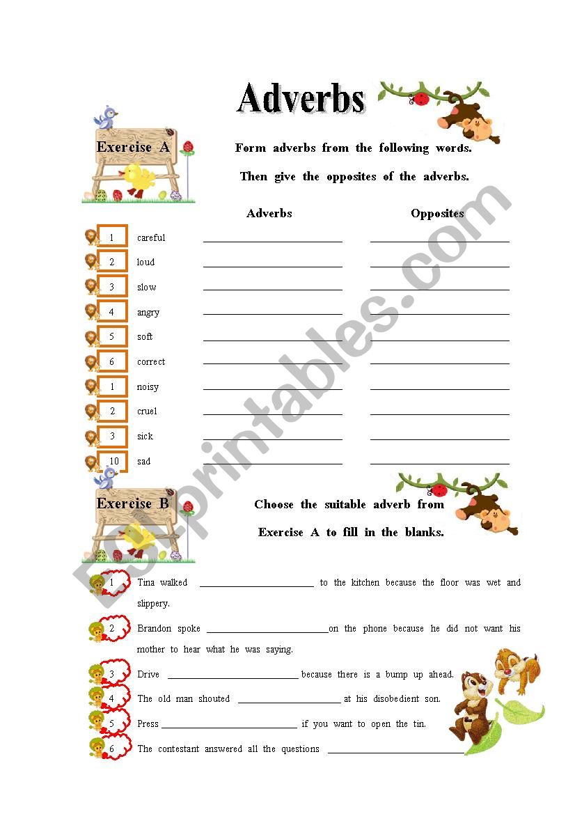 Adverbs worksheet