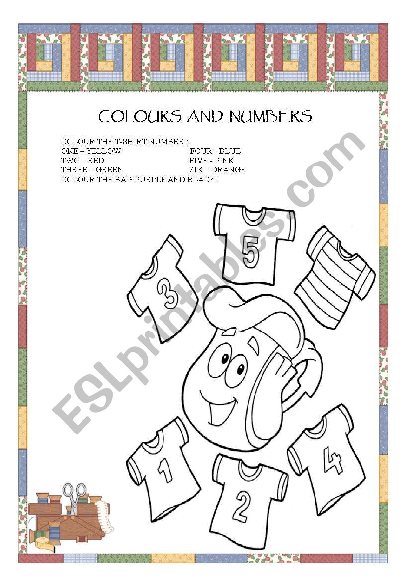 COLOURS AND NUMBERS worksheet