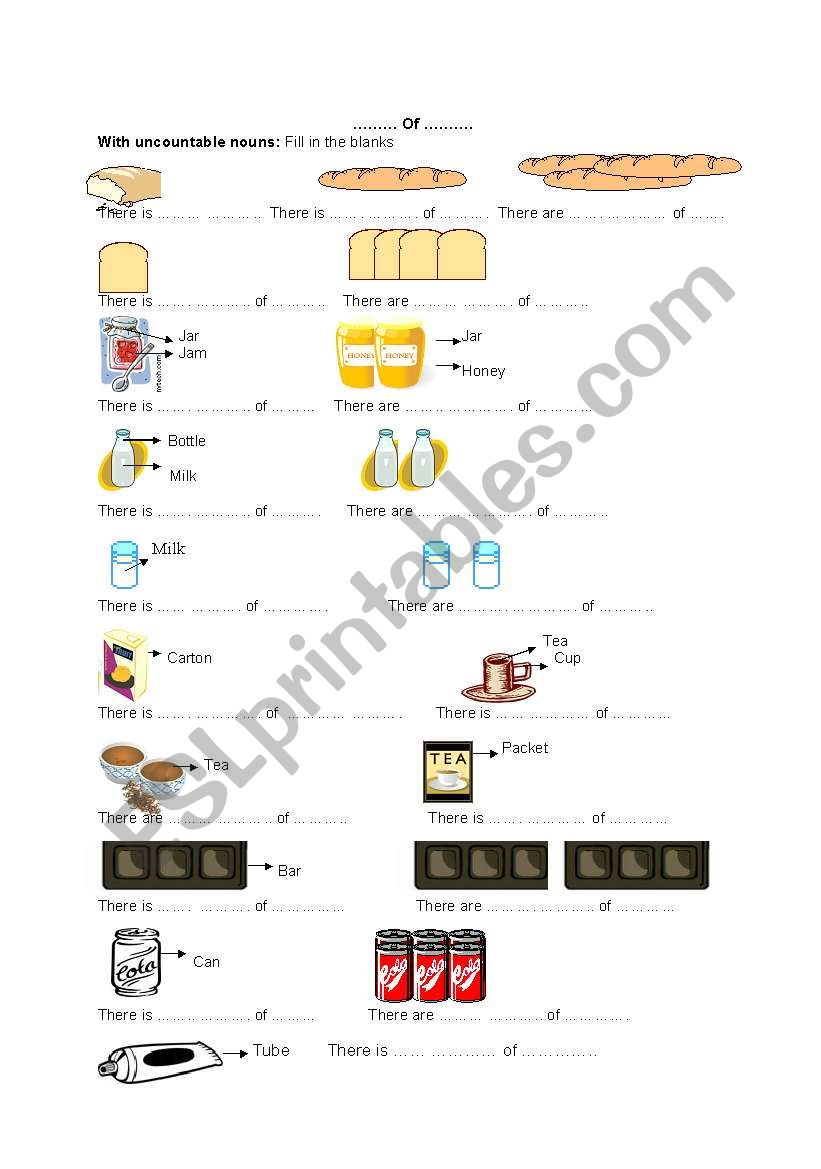 Quantity wit uncountables worksheet