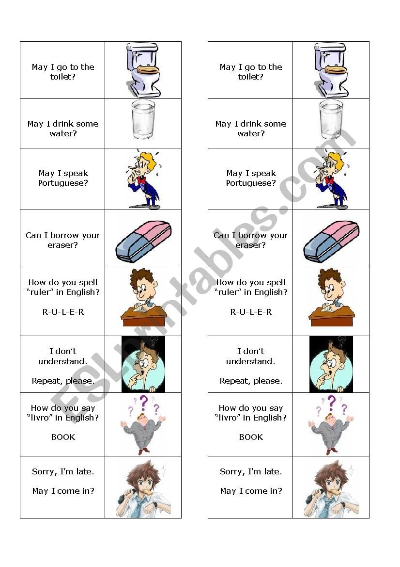 CLASSROOM LANGUAGE worksheet