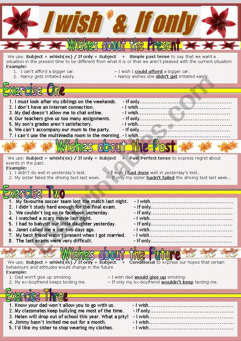 Expressing Wishes worksheet