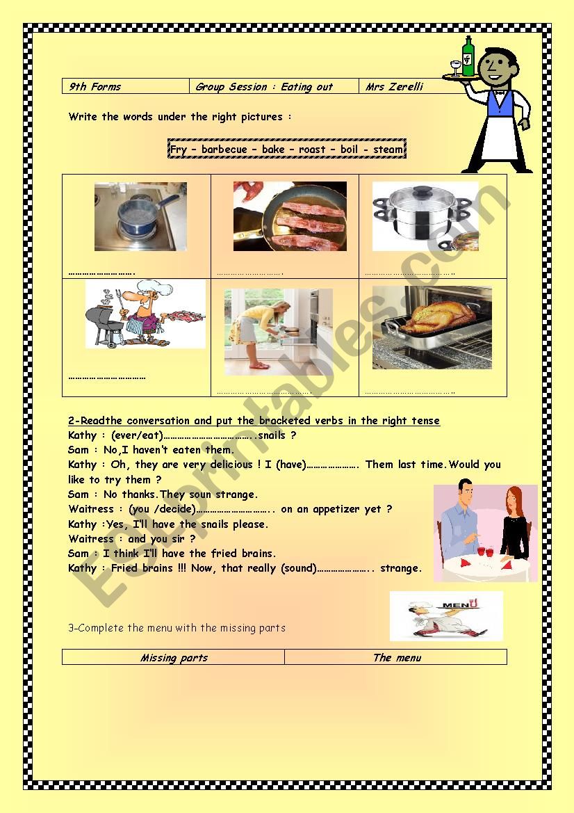 Eating out group session activity(9th forms)