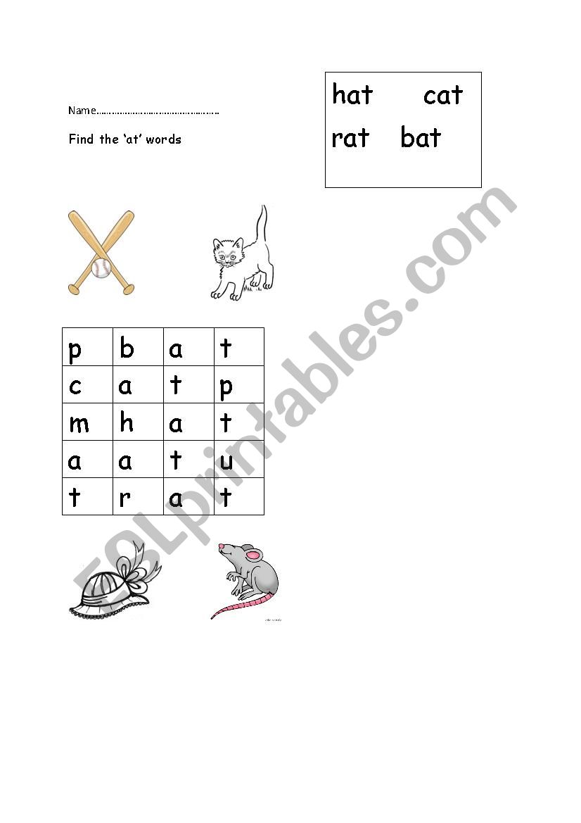 at words  worksheet