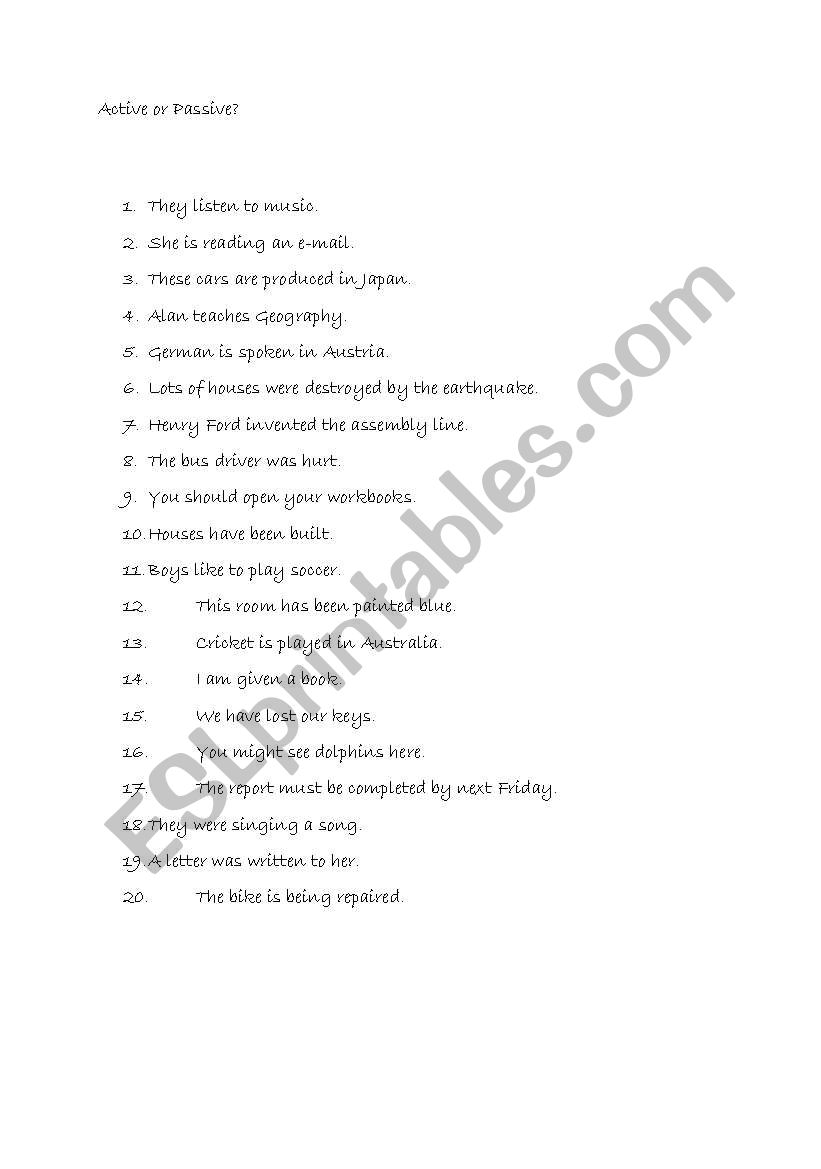 Passive Voice Practice worksheet