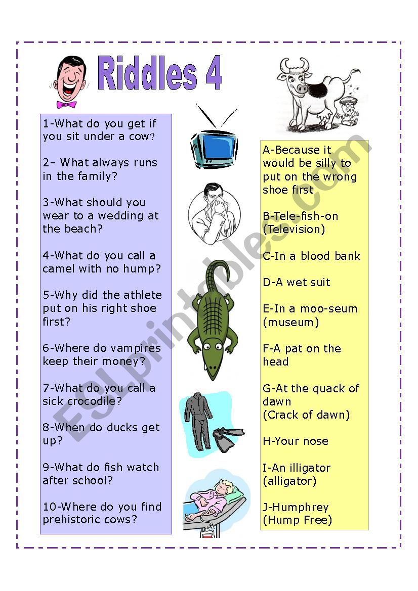 Riddles 4 worksheet