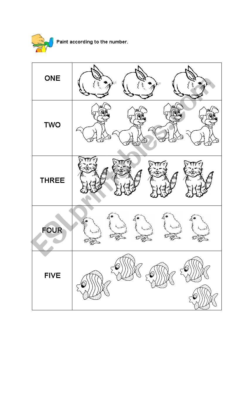 paint and count animals worksheet