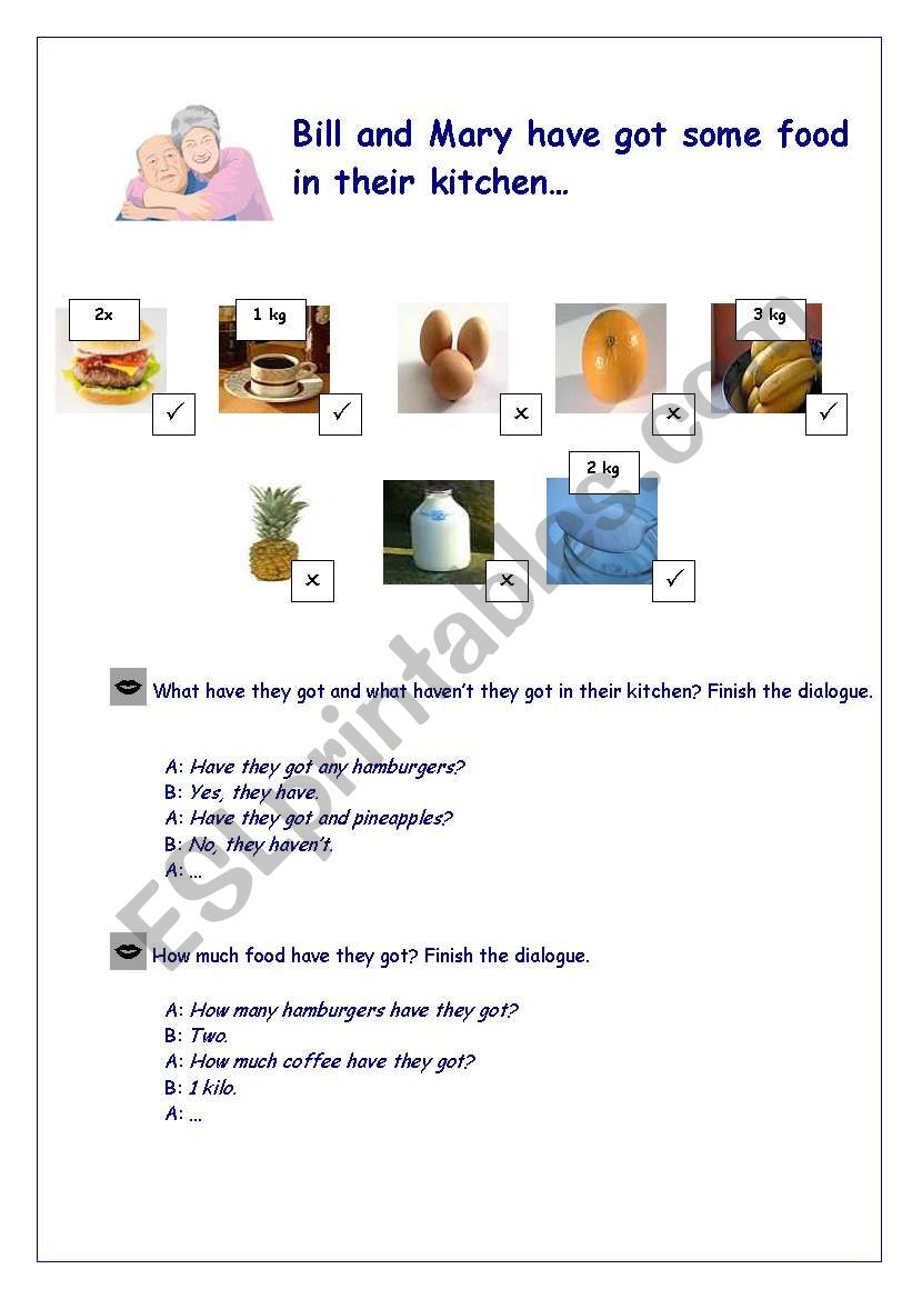 Â´They have got some food in their kitchen...Â´ Practising have got, some/any, there is/there are