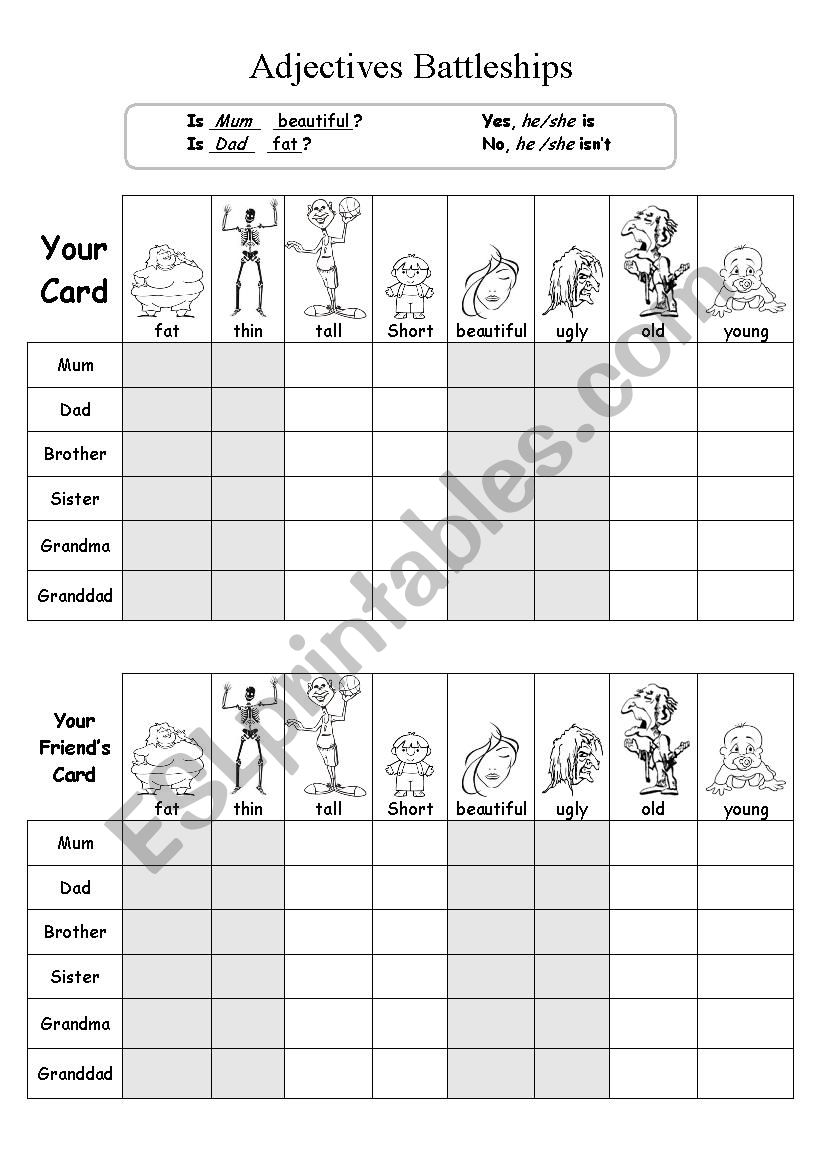 Battleships Game - Descriptive adjectives